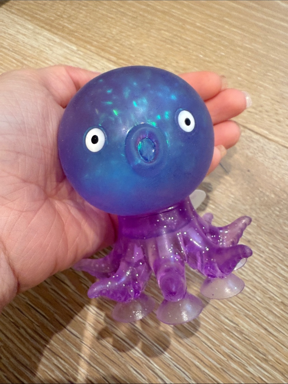 Glitter and Water filled Purple & Blue Glitter Octopus Squeeze Toy - Kids Toys